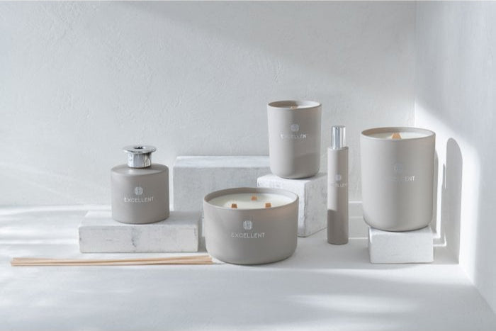 J-Line geurkaars Excellent - glas - beige - L - 40U