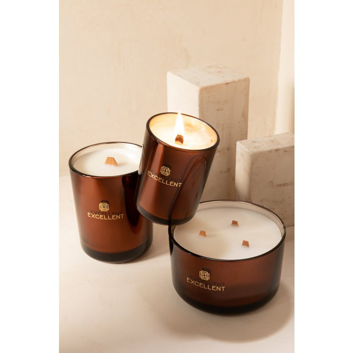J-Line geurkaarsen Excellent - Siberië Fir - glas - bruin - medium - 80U