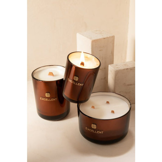 J-Line geurkaarsen Excellent - Siberië Fir - glas - bruin - medium - 80U